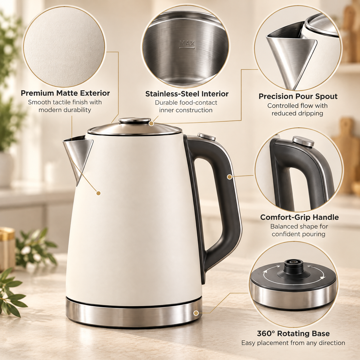 Velmorent™ Stainless Steel Electric Kettle